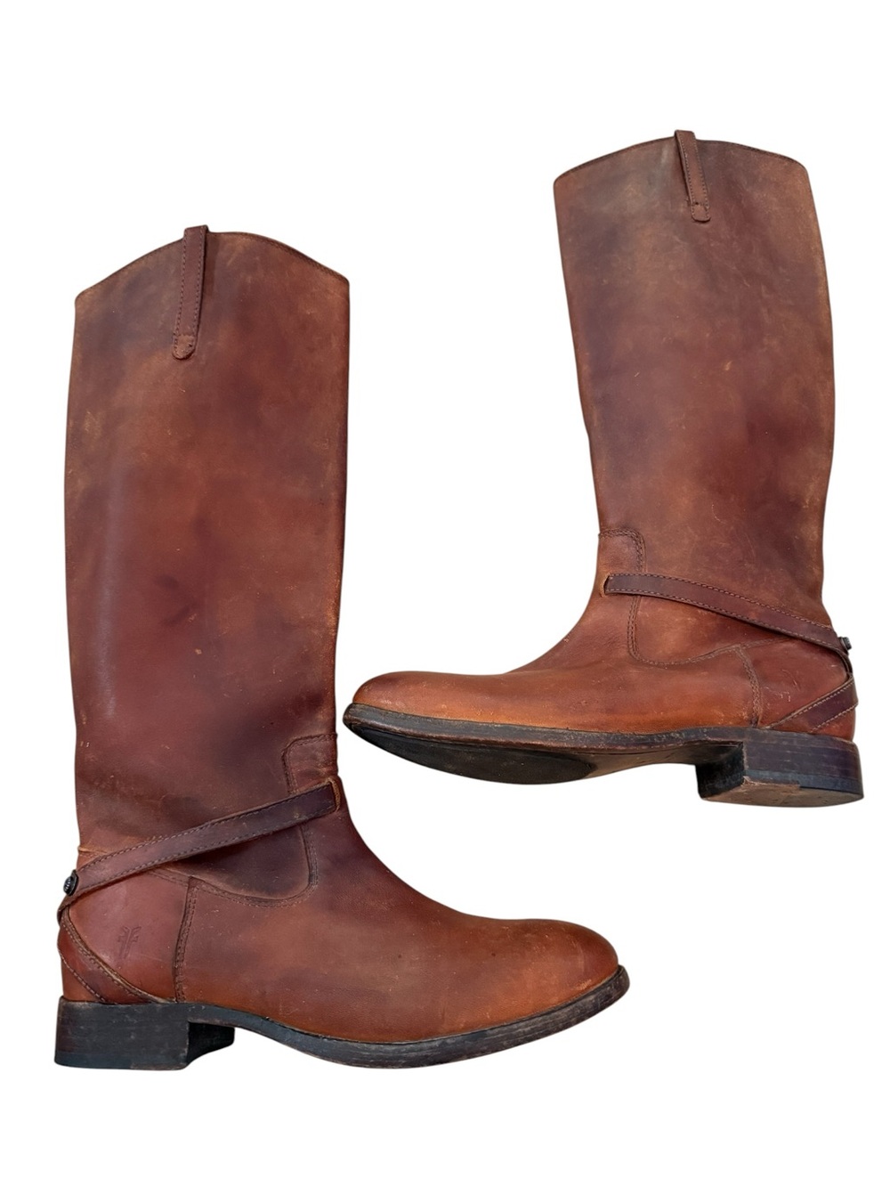 Frye Women’s Brown Lindsay Leather Pull-On Riding Boots size 7.5 3476975